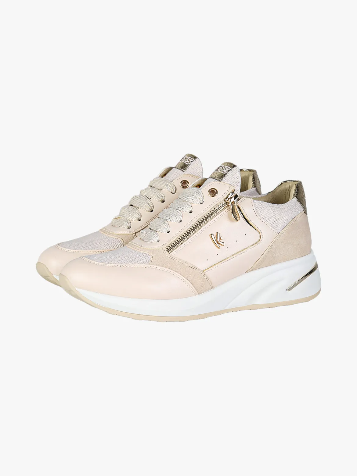 Keys Sneakers donna con zeppa e zip - panna