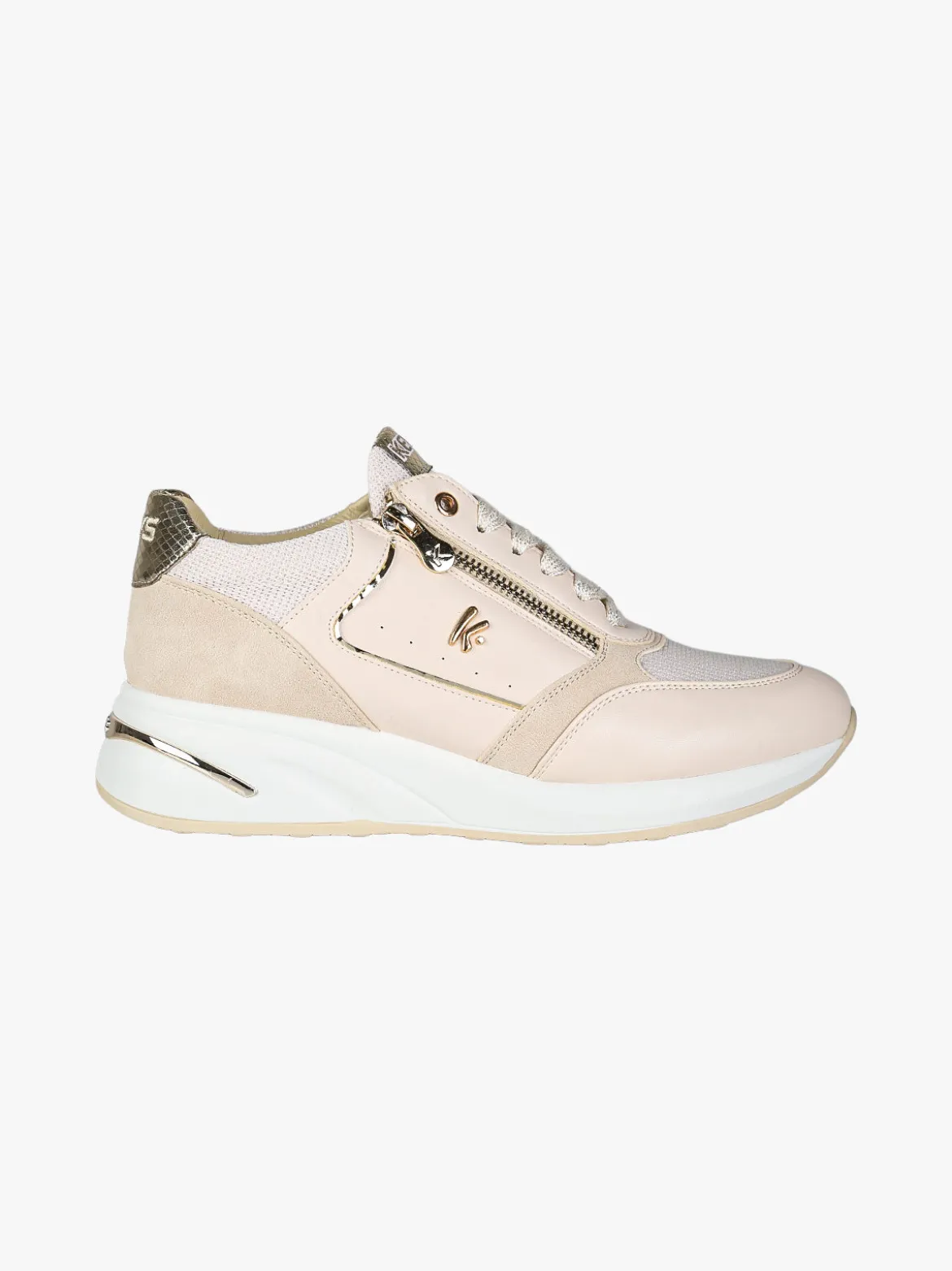 Keys Sneakers donna con zeppa e zip - panna