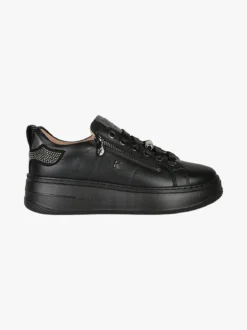 Keys Sneakers donna gioiello in pelle con platform - nero