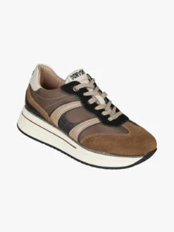Keys Sneakers donna in pelle con platform - marrone