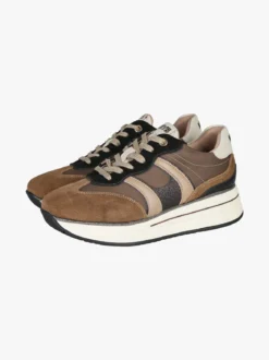 Keys Sneakers donna in pelle con platform - marrone