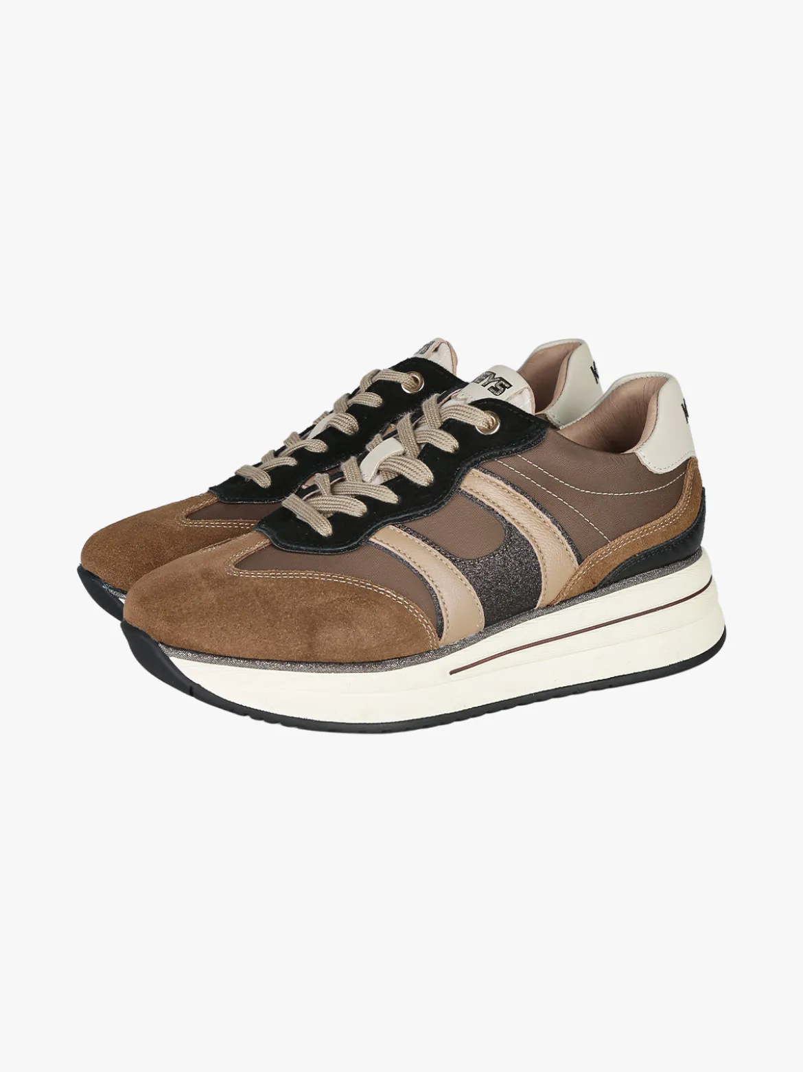 Keys Sneakers donna in pelle con platform - marrone