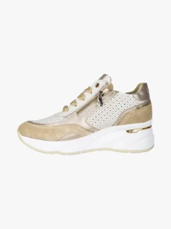 Keys Sneakers donna in pelle con zeppa - beige
