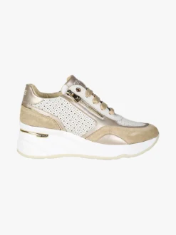 Keys Sneakers donna in pelle con zeppa - beige