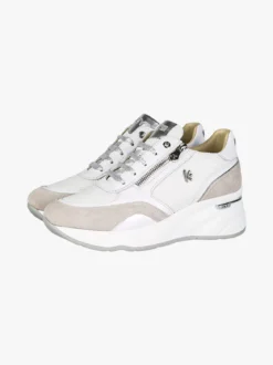 Keys Sneakers donna in pelle con zeppa - bianco