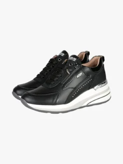 Keys Sneakers donna in pelle con zeppa - nero