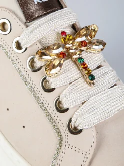 Keys Sneakers donna in pelle nabuk con platform - beige