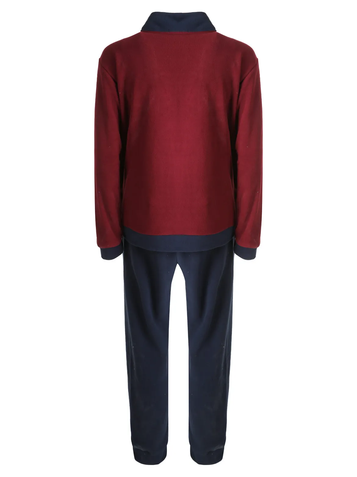 Kissimo Pigiama da uomo in pile mezza zip - bordeaux