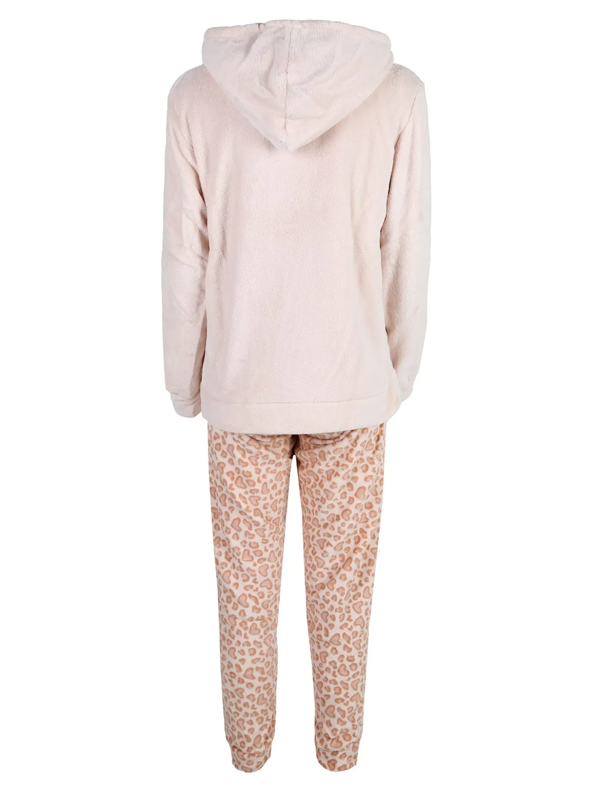 Kissimo Pigiama donna in pile con zip intera e pantaloni animalier - rosa