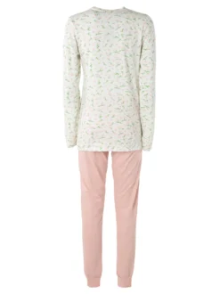 Kissimo Pigiama lungo da donna in cotone con stampa fiorata - rosa