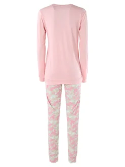 Kissimo Pigiama lungo da donna in cotone - rosa