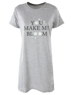 Kissimo Vestitino donna in cotone a maniche corte con stampa scritta - grigio