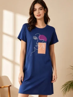 Kissimo Vestito da donna in cotone a maniche corte