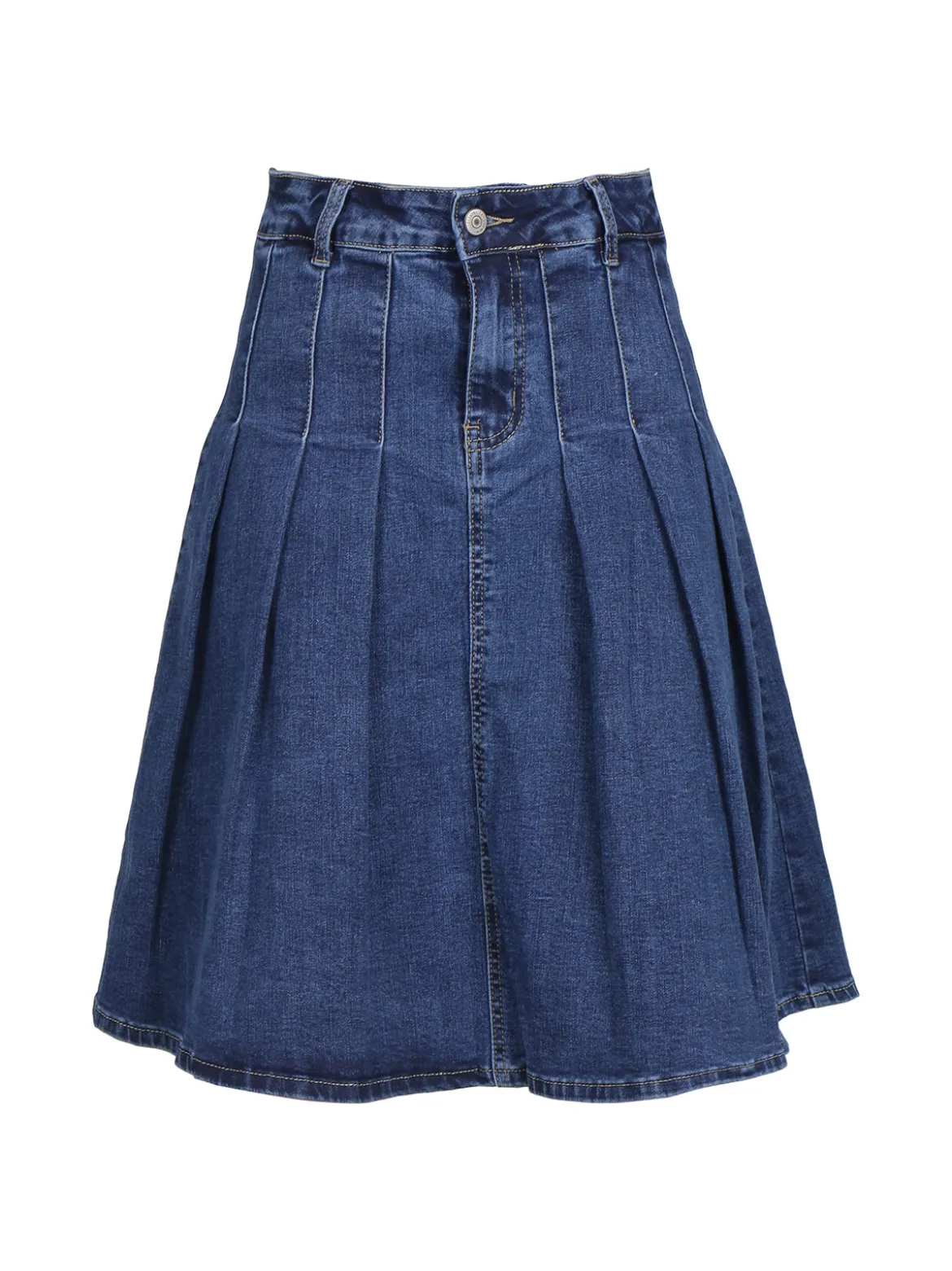 Kiss Pink Gonna in jeans da donna con pieghe