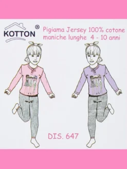 Kotton Pigiama lungo in cotone da bambina