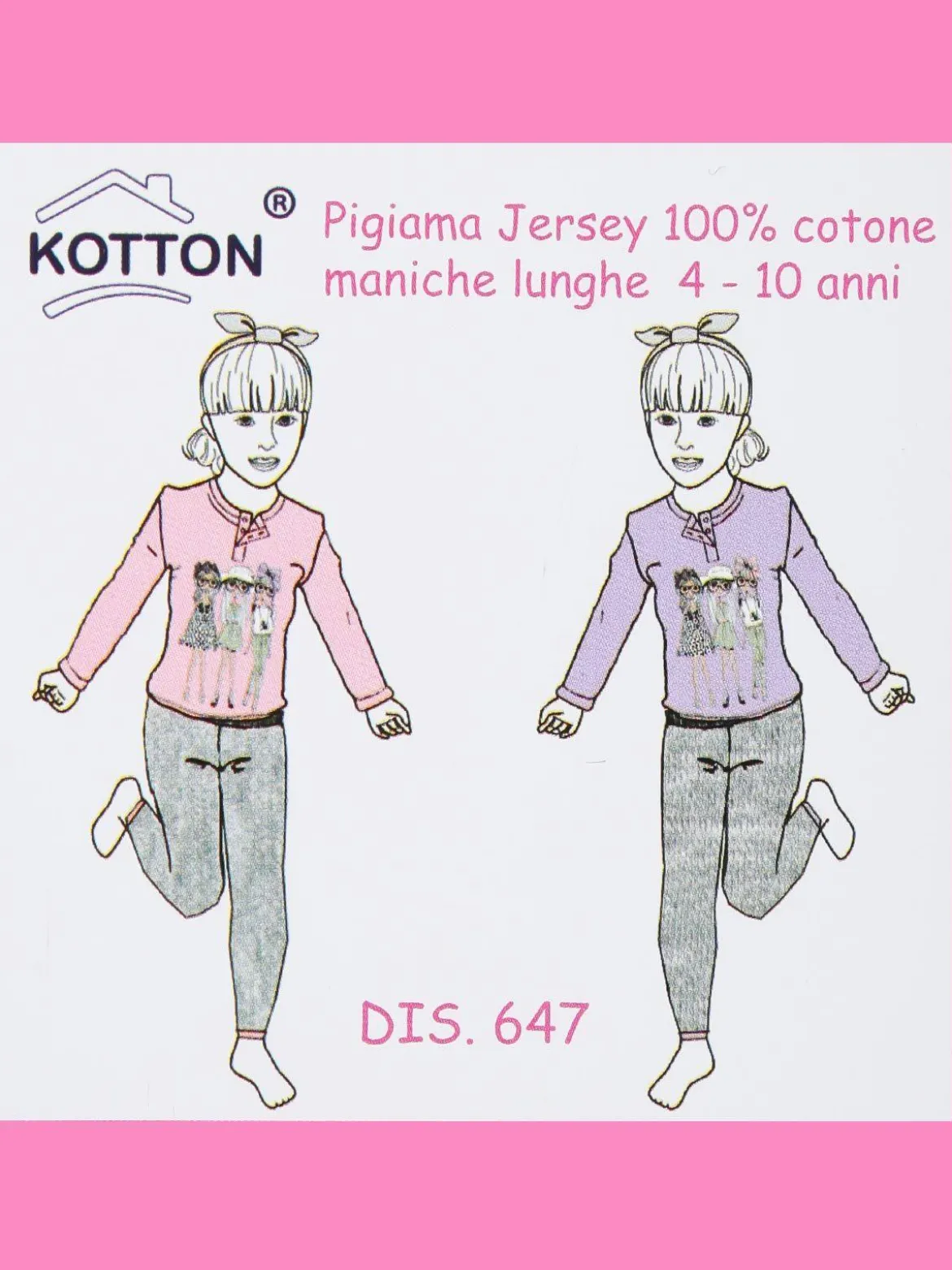 Kotton Pigiama lungo in cotone da bambina