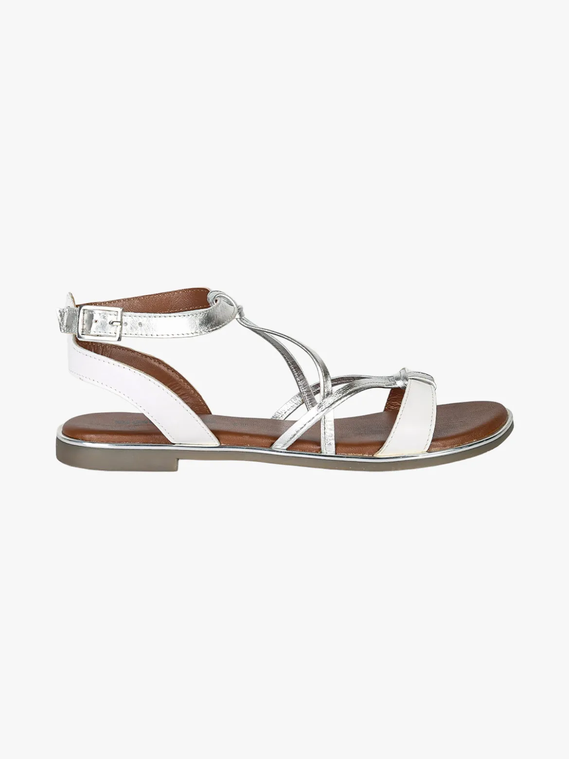 La Cuoieria Sandali donna in pelle con cinturino e fibbia - bianco