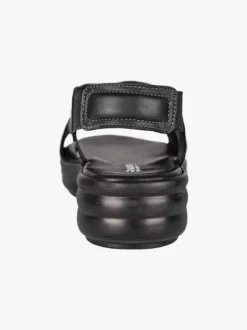 La Cuoieria Sandali in pelle da donna con cinturino elastico e zeppa - nero