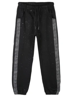 Lady Moda Completo tuta da bambina brillantinata con cappuccio e zip