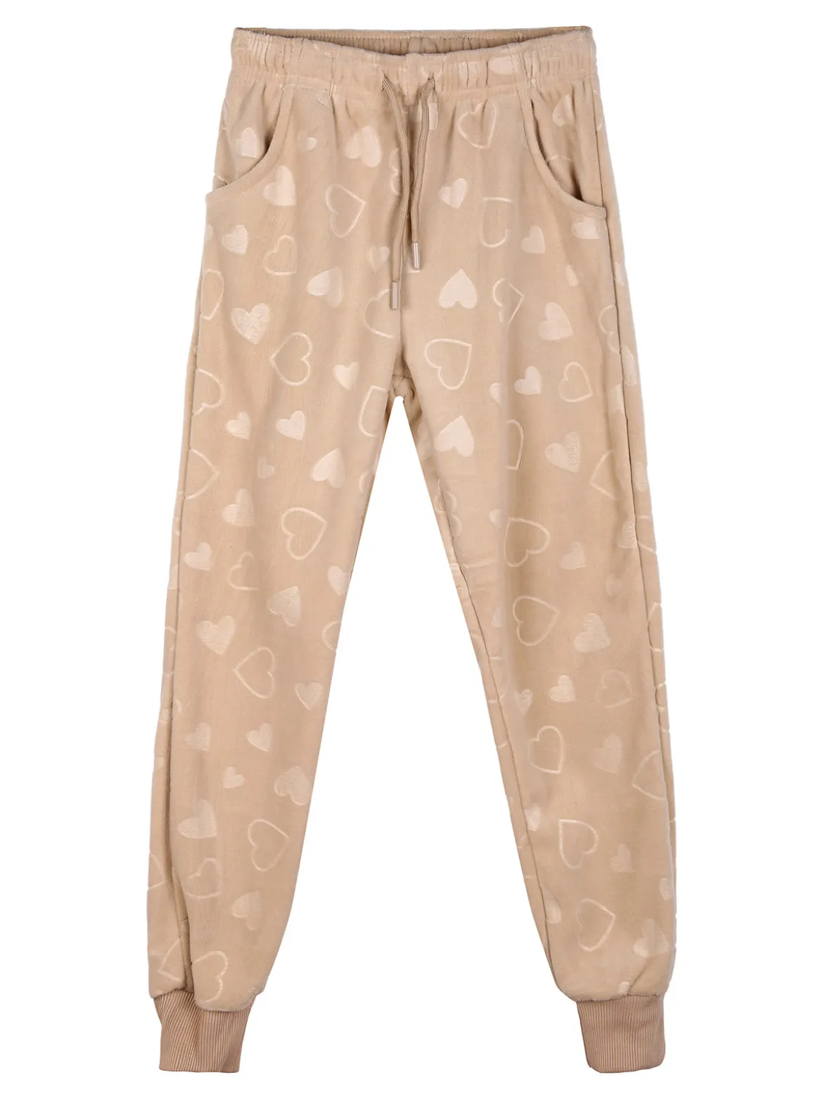 Lady Moda Completo tuta da ragazza 2 pezzi in ciniglia con cappuccio e zip - beige