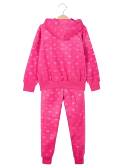 Lady Moda Completo tuta 2 pezzi da bambina in ciniglia - fucsia