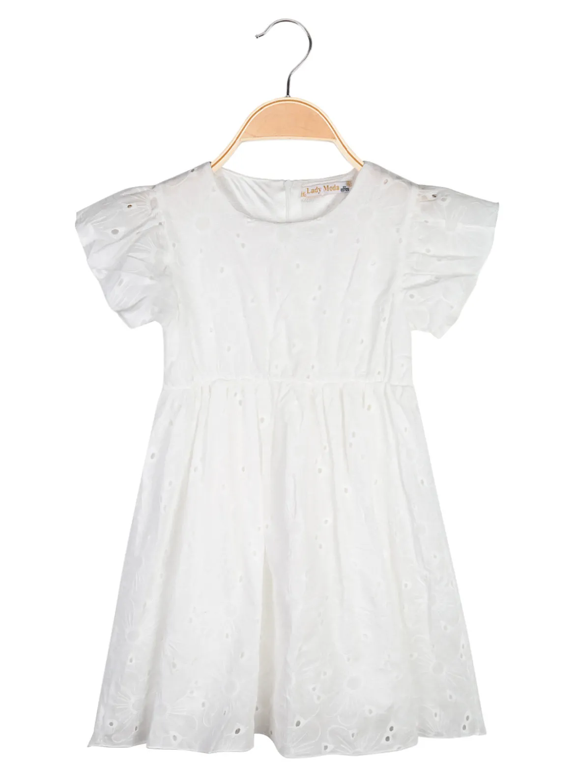 Lady Moda Vestito da bambina in cotone con ricami a maniche corte