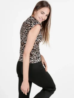 Lamiar Top donna maculato con spalline imbottite