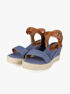Lancetti Sandali donna in tessuto con zeppa
