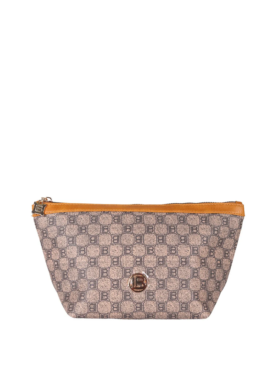 Laura Biagiotti Beauty case donna in ecopelle con logo - marrone