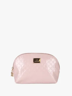 Laura Biagiotti Beauty case mini da donna in vernice con logo - rosa