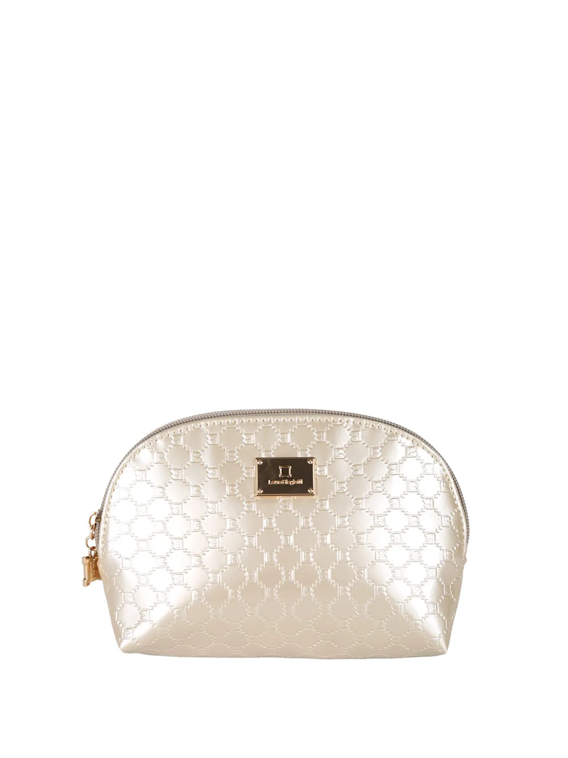 Laura Biagiotti Beauty case mini da donna in vernice con logo - oro