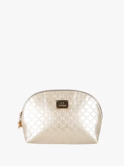 Laura Biagiotti Beauty case mini da donna in vernice con logo - oro