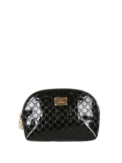 Laura Biagiotti Beauty case mini da donna in vernice con logo - nero