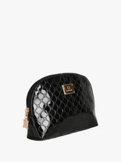 Laura Biagiotti Beauty case mini da donna in vernice con logo - nero