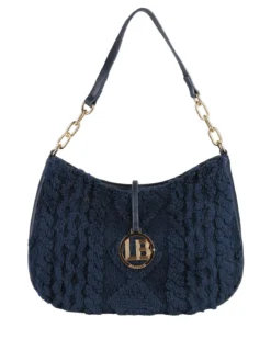 Laura Biagiotti Borsa donna hobo con ecopelo - blu scuro