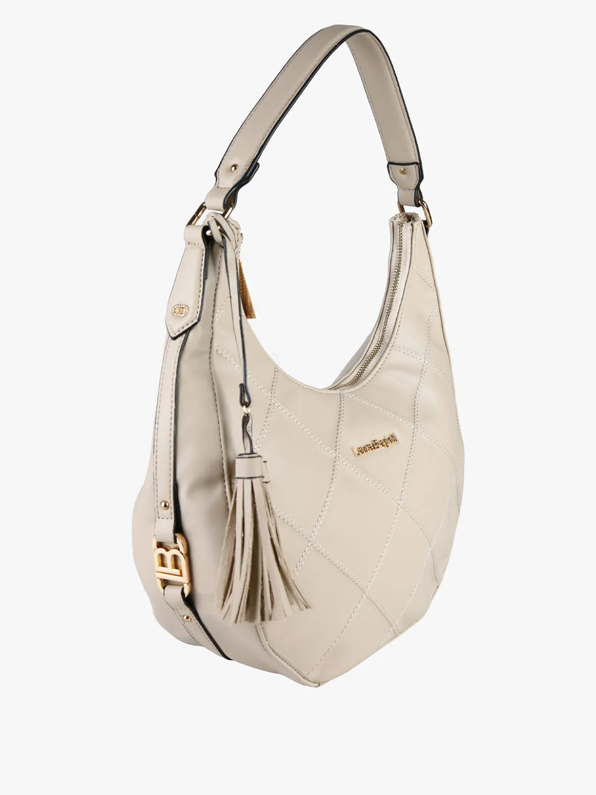 Laura Biagiotti Borsa donna hobo con trama a rombi - naturale