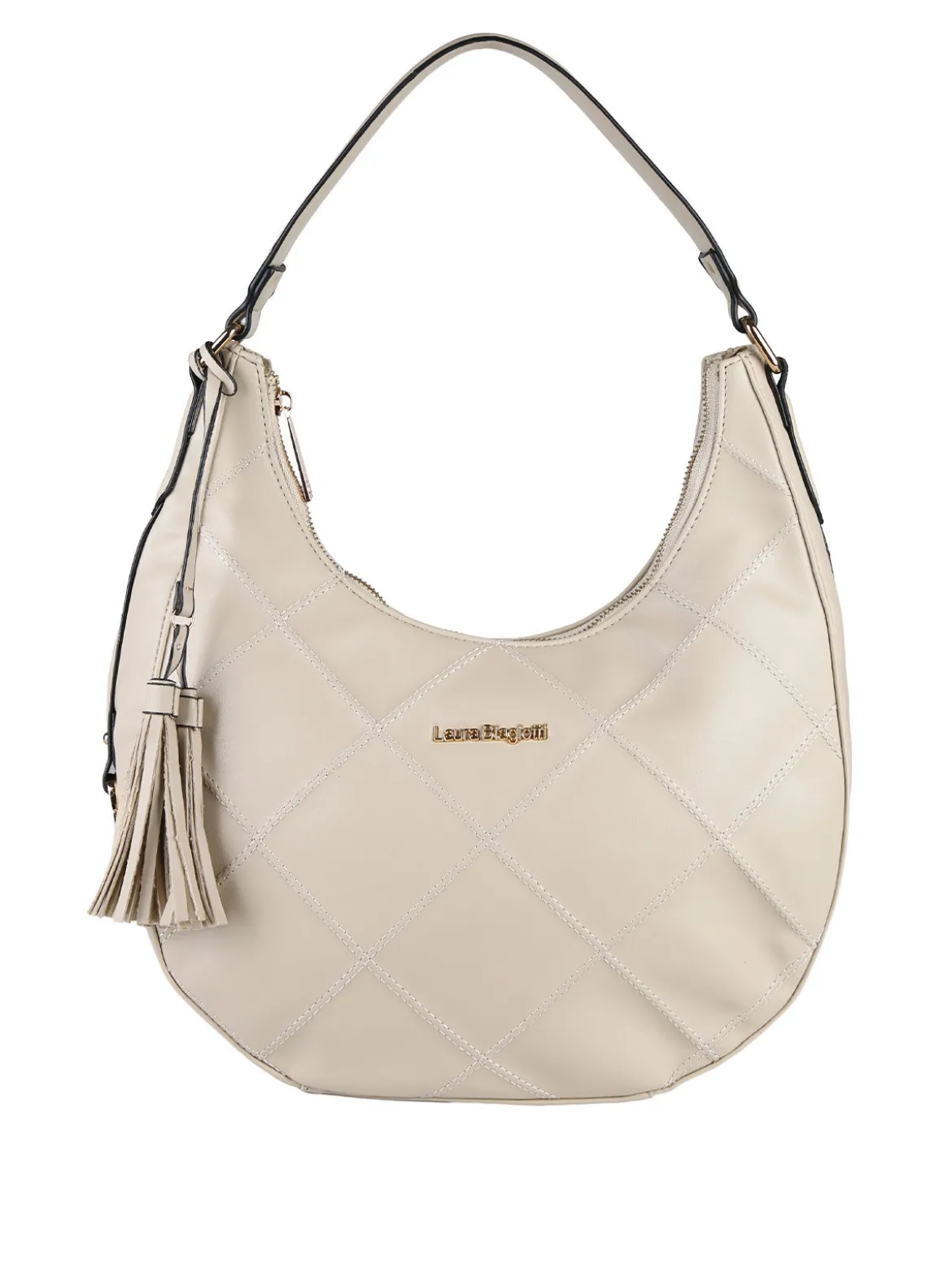 Laura Biagiotti Borsa donna hobo con trama a rombi - naturale