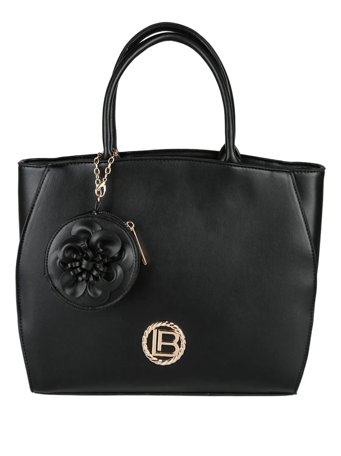 Laura Biagiotti Borsa donna tote in ecopelle con portamonete a fiore - nero