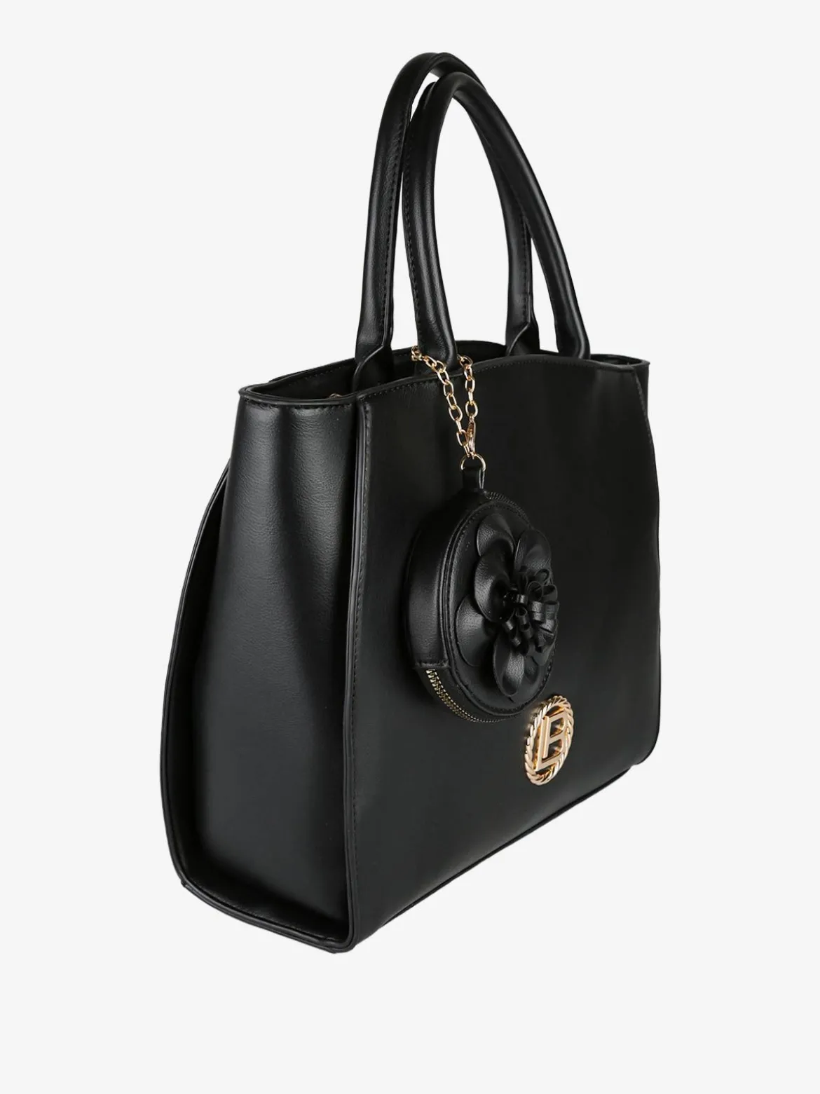Laura Biagiotti Borsa donna tote in ecopelle con portamonete a fiore - nero