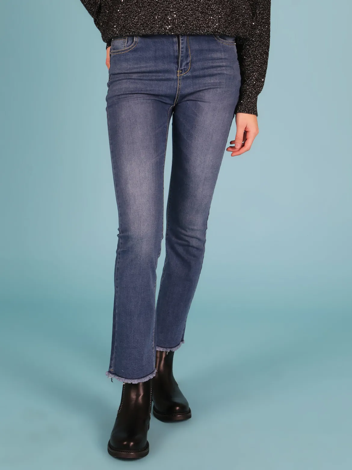 Laura Biagiotti Jeans donna a vita alta con finale sfrangiato
