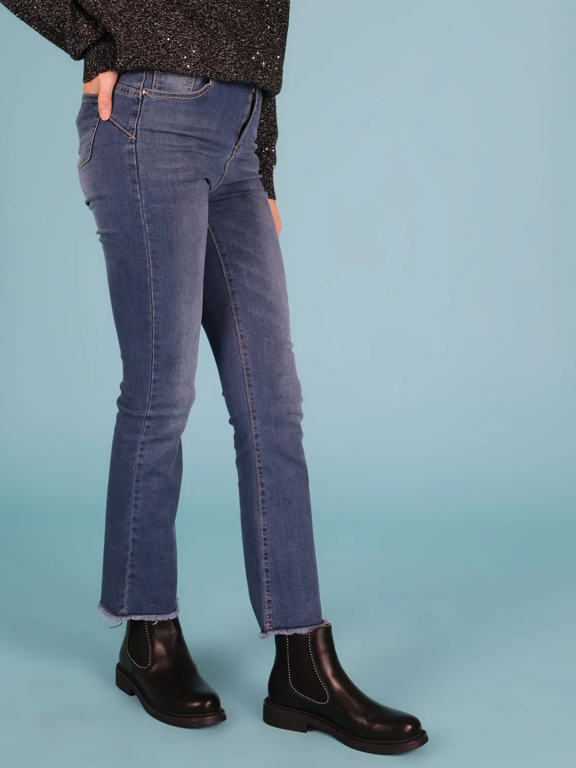 Laura Biagiotti Jeans donna a vita alta con finale sfrangiato