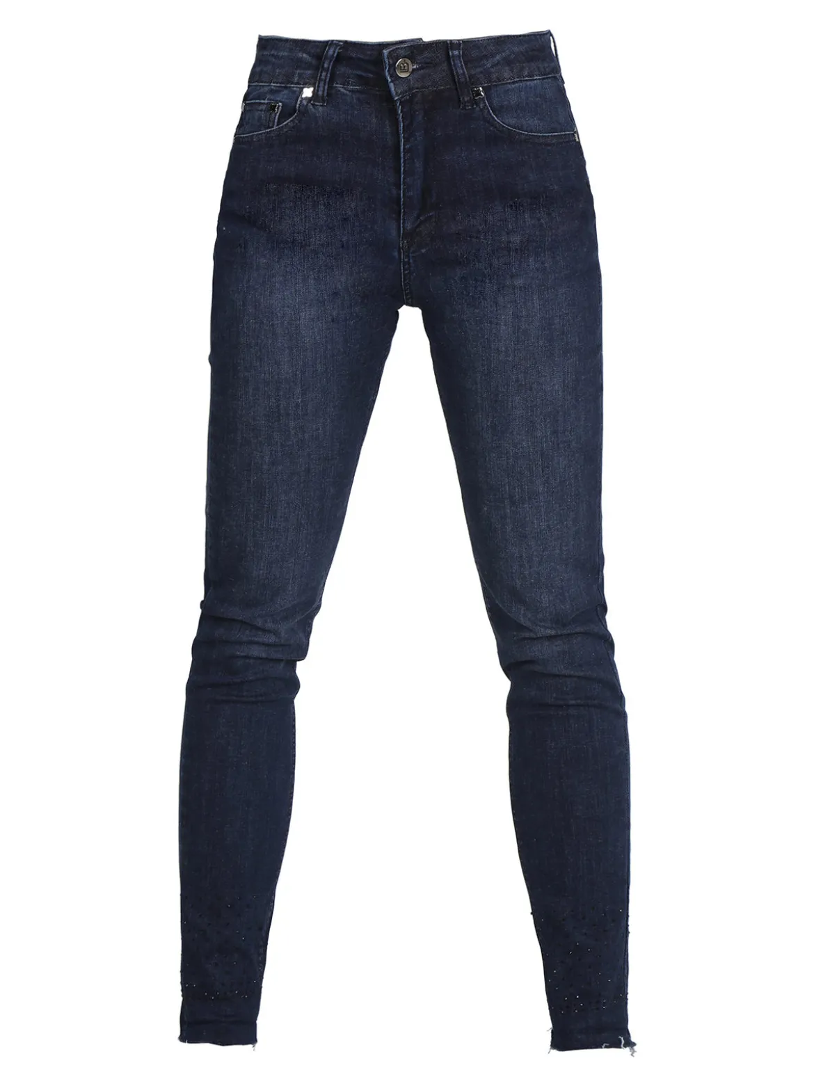 Laura Biagiotti Jeans donna slim fit con strass sul finale e cucitura taglio laser