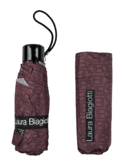 Laura Biagiotti Ombrello mini pieghevole con logo - bordeaux