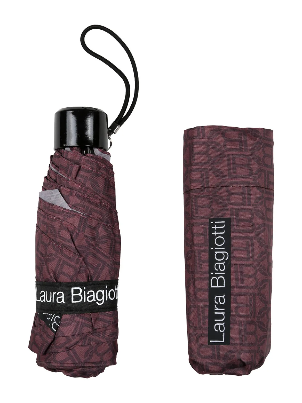Laura Biagiotti Ombrello mini pieghevole con logo - bordeaux