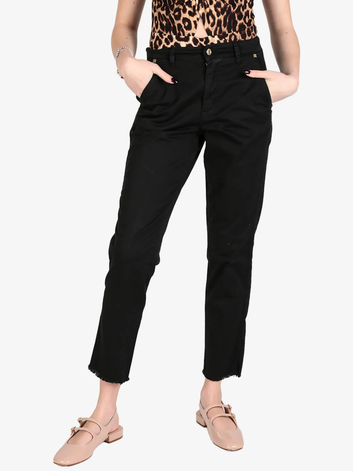 Laura Biagiotti Pantaloni da donna chino con finale sfrangiato