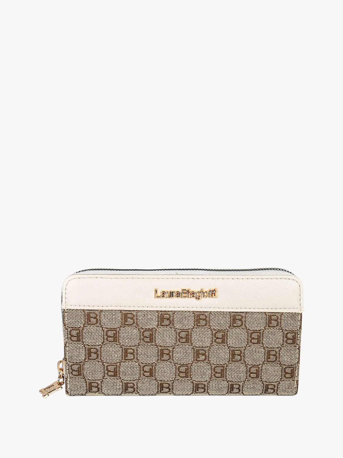 Laura Biagiotti Portafoglio da donna in tessuto con logo - panna