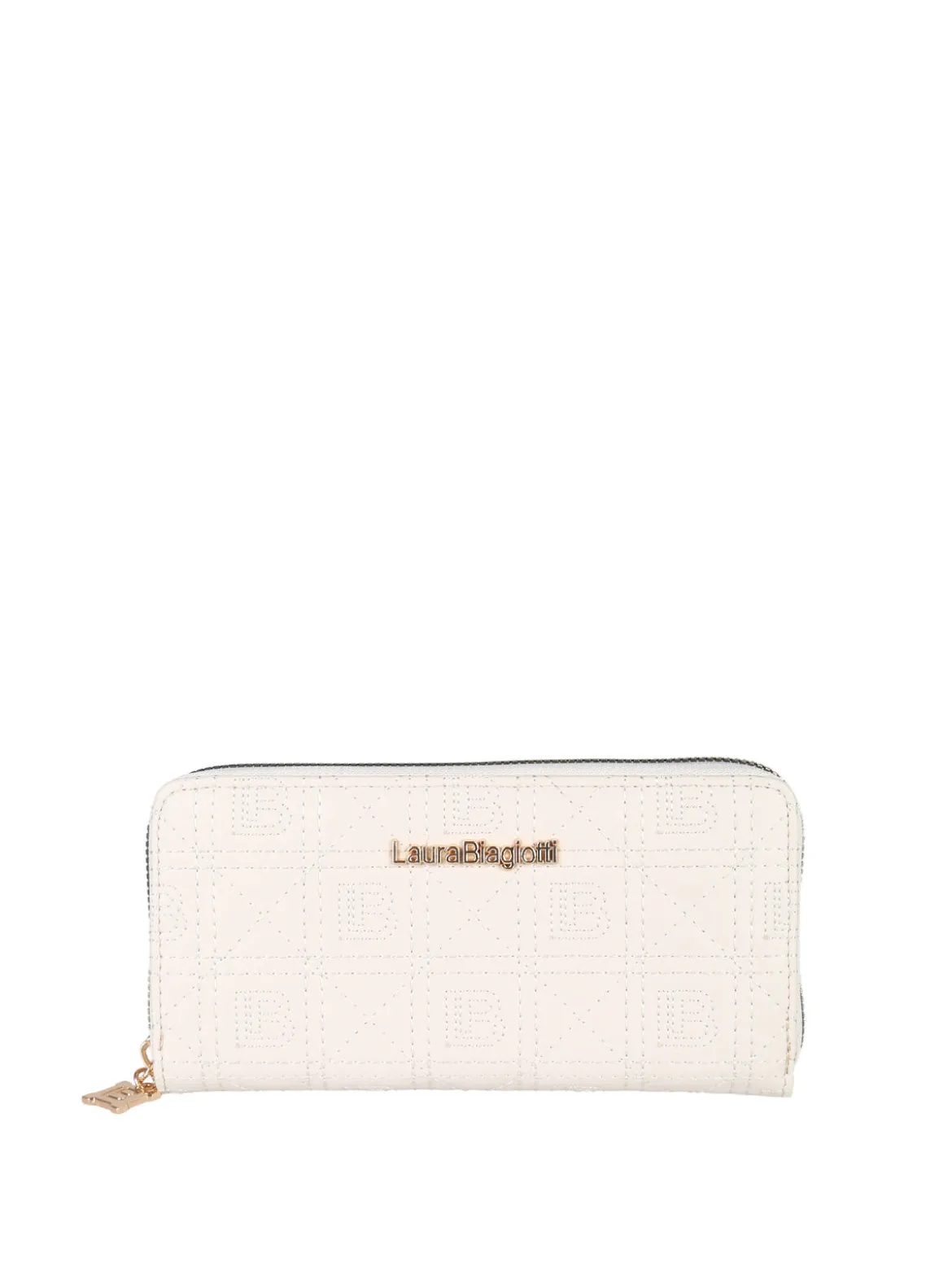 Laura Biagiotti Portafoglio donna in ecopelle con zip - panna