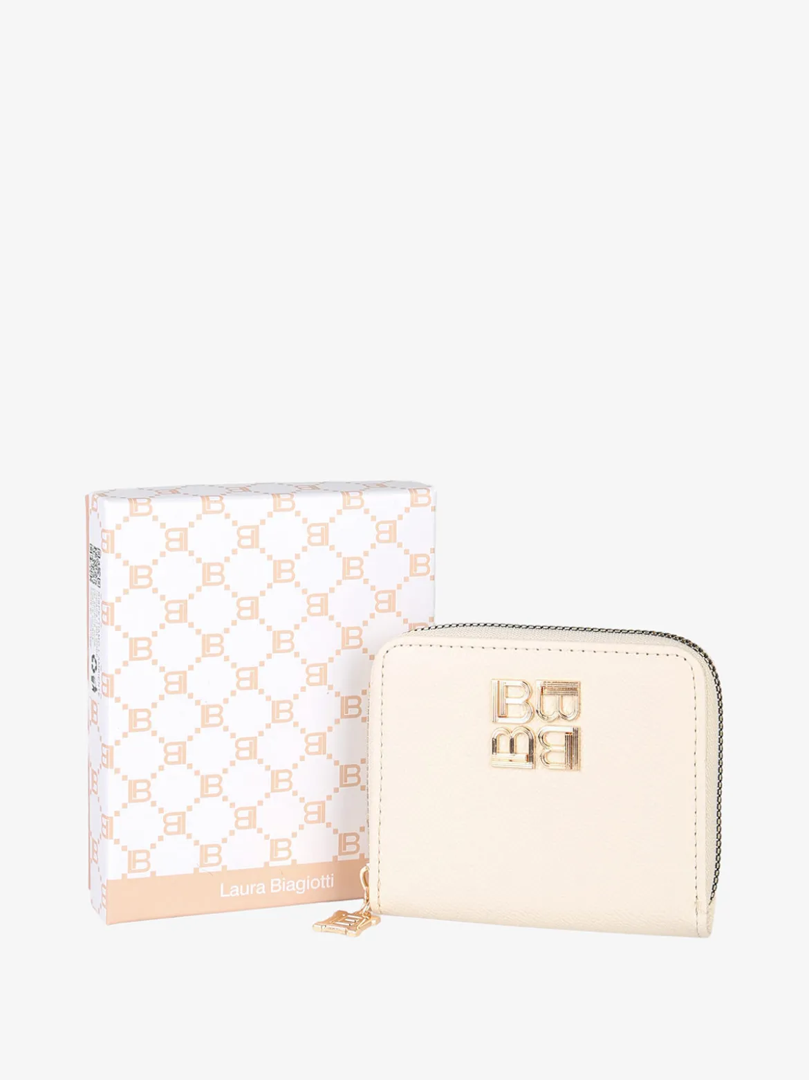 Laura Biagiotti Portafoglio mini da donna zip e logo - naturale