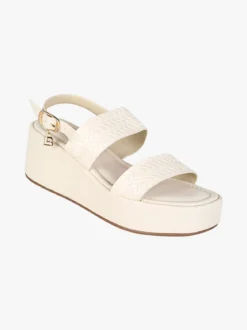 Laura Biagiotti Sandali donna con fasce intrecciate zeppa e plateau - beige