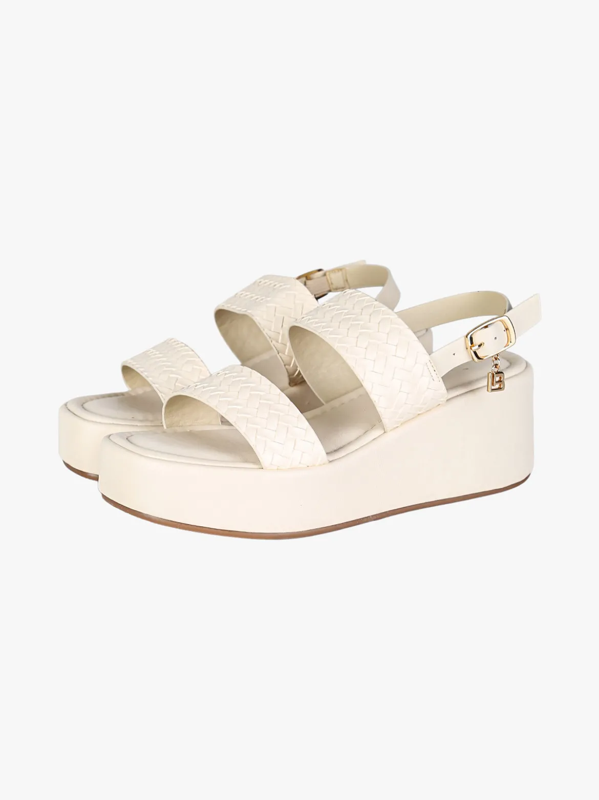 Laura Biagiotti Sandali donna con fasce intrecciate zeppa e plateau - beige